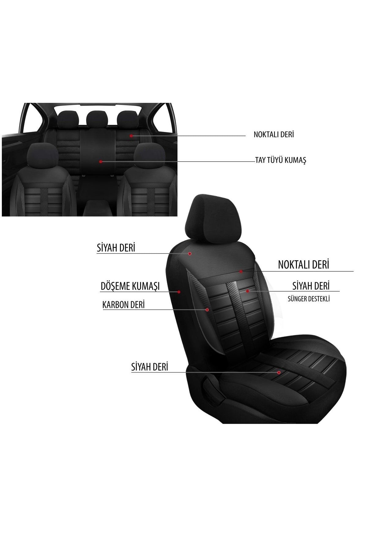 Mitsubishi Colt Uyumlu Koltuk Kılıfı Talos Serisi Carbon Deri - S