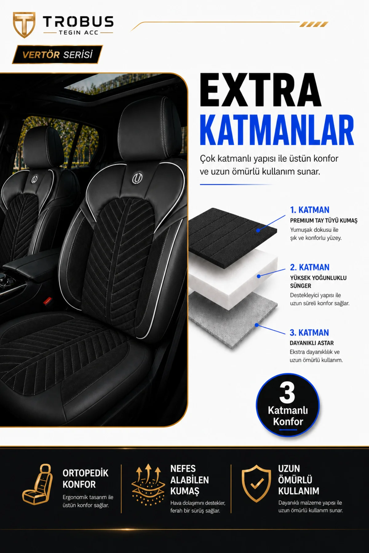 Mitsubishi L200 2011-2015 Uyumlu Süvari Serisi Tay Tüyü Siyah Beyaz Premium Koltuk Kılıfı