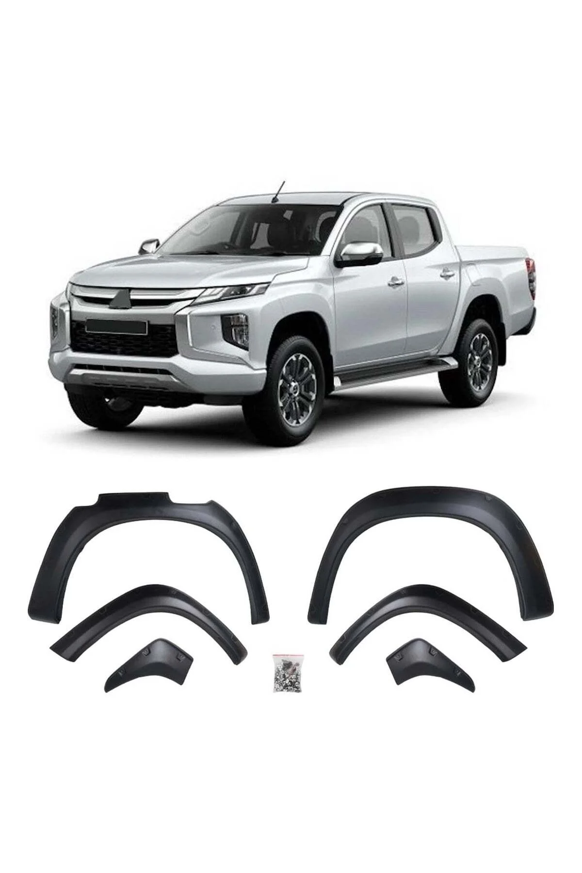 Mitsubishi L200 2019 ve Sonrası Geniş Model Çift Depo Uyumlu Çamurluk Dodik Seti 6 Parça ABS Düz Mat - Görsel 2