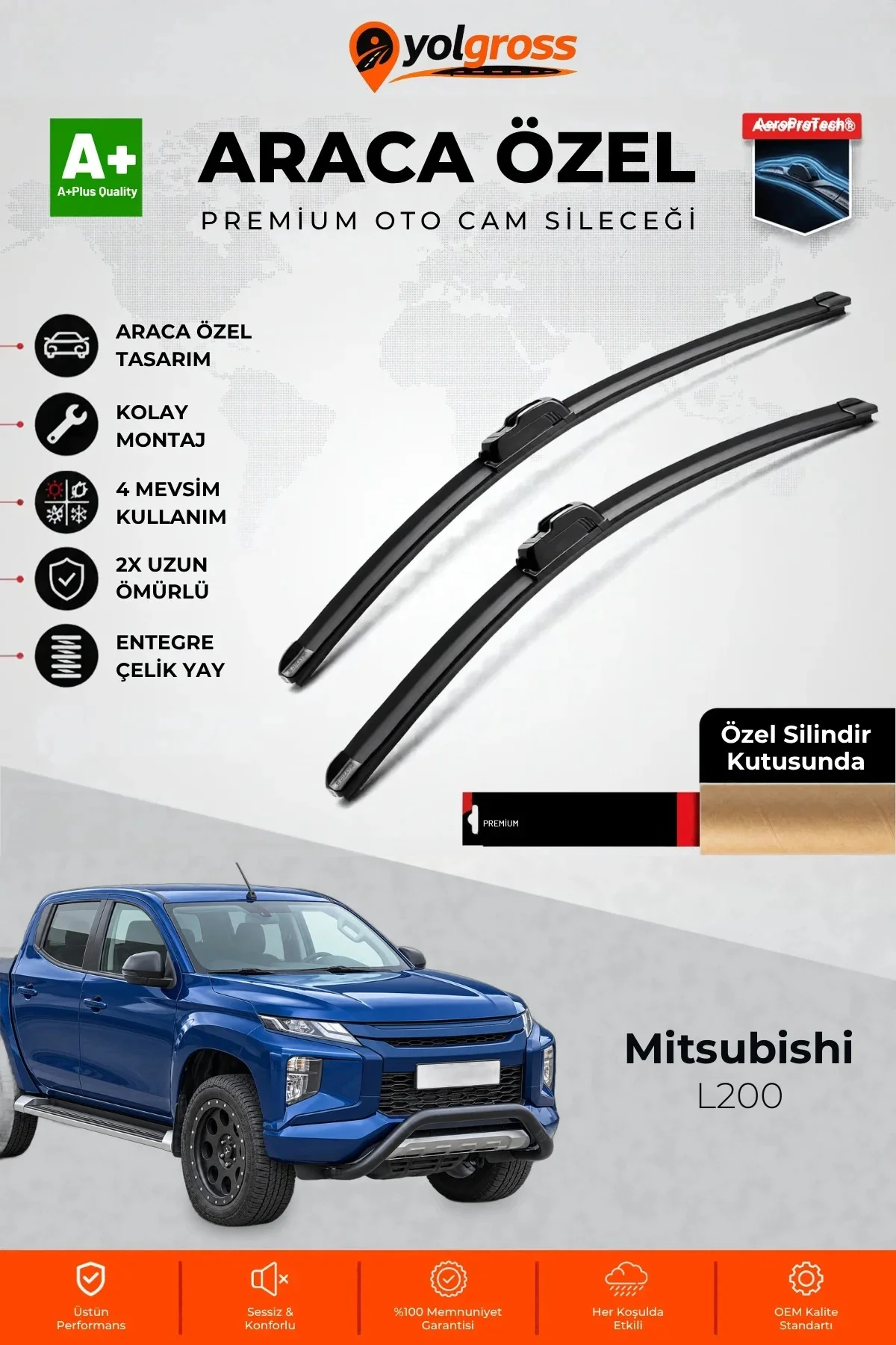 Mitsubishi L200 Ön Cam Silecek Seti 2015 Üzeri Premium Araca Özel 55-45 Cm A+ Kalite