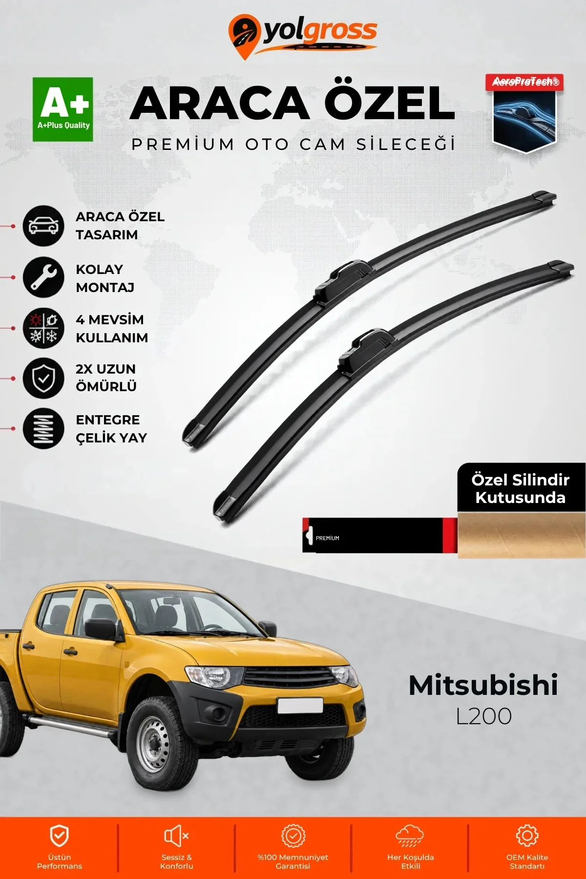Mitsubishi L200 Ön Cam Silecek Seti 2009-2015 Premium Araca Özel 55-45 Cm A+ Kalite
