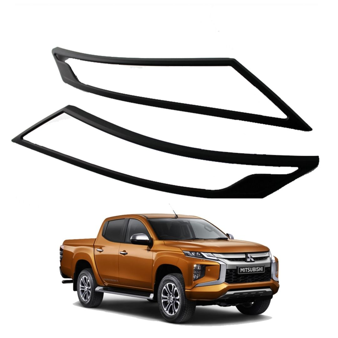Mitsubishi L200 Uyumlu 2019+ Far Çerçevesi Kaplama - Siyah
