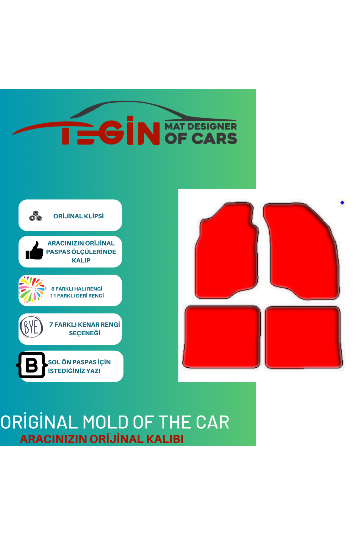 Mitsubishi Lancer 2002-2007 Prime Siyah Halı Kırmızı Kenar Halı P