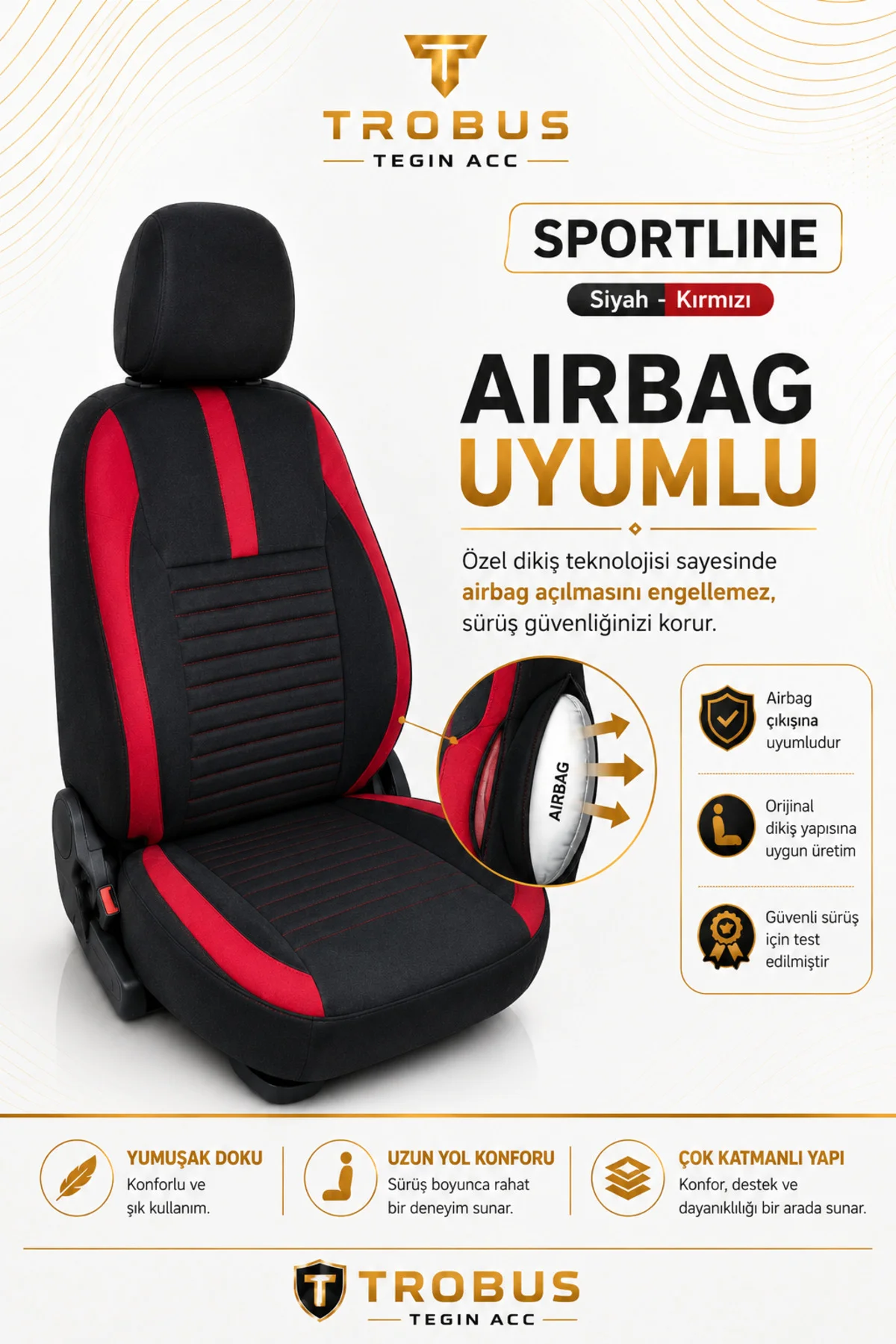 Mitsubishi Lancer 2008-2013 Uyumlu Sportline Serisi Siyah Kırmızı Ortopedik Tay Tüyü Koltuk Kılıfı Fiyatı, Yorumları ve Özellikleri