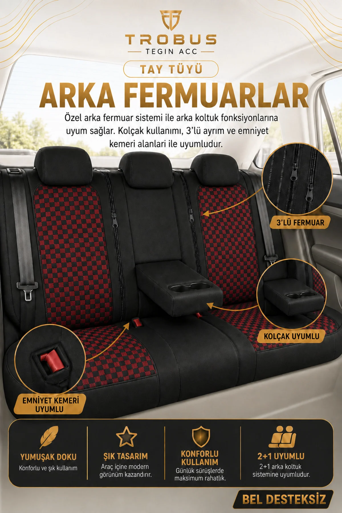 Mitsubishi Lancer 2008-2013 Uyumlu Altay Bel Destekli Tay Tüyü Siyah Kırmızı Koltuk Kılıfı Fiyatı, Yorumları ve Özellikleri