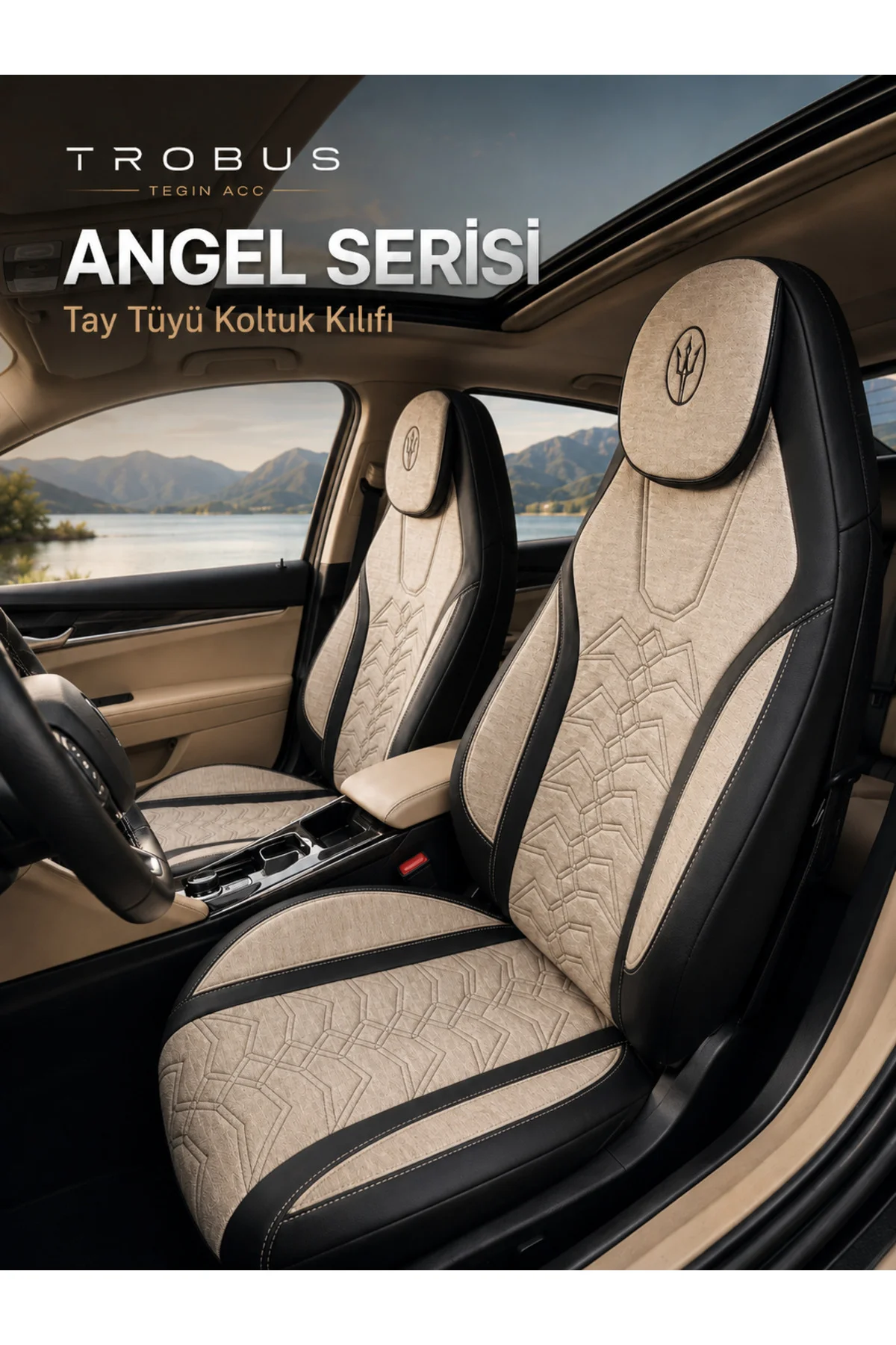 Mitsubishi Lancer 2008-2013 Uyumlu Angel Serisi Tay Tüyü Koltuk Kılıfı Bej Siyah Fiyatı, Yorumları ve Özellikleri