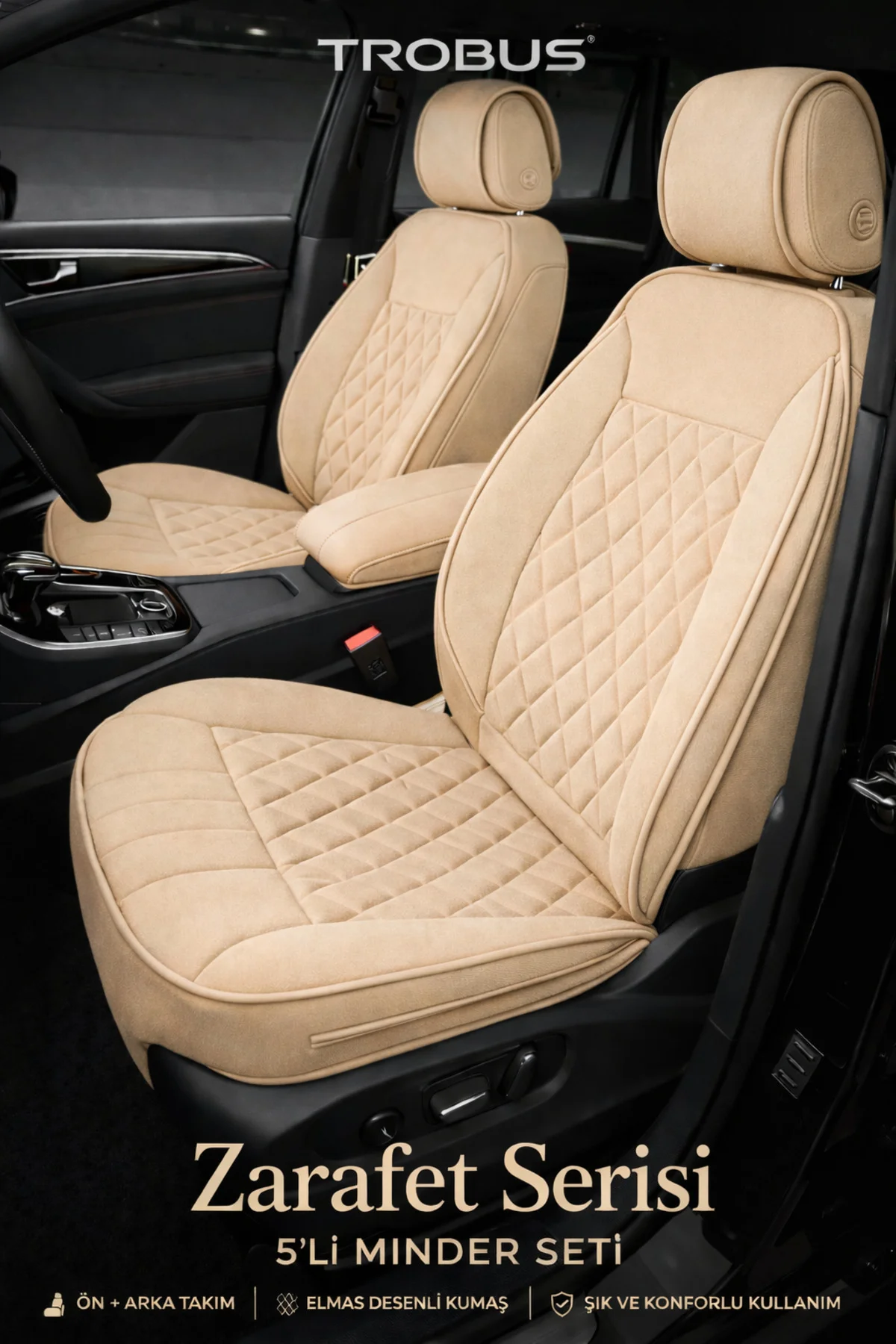 Mitsubishi LANCER 2008-2013 Uyumlu Zerafet 5 Parça Ortopedik Oto Koltuk Minderi Terletmez Bej Fiyatı, Yorumları ve Özellikleri