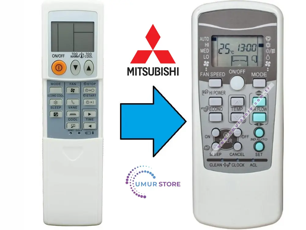 Mitsubishi RKX502A001F Uyumlu Klima Kumandası Mitsubishi RKX502A001F Uyumlu Klima Kumandası