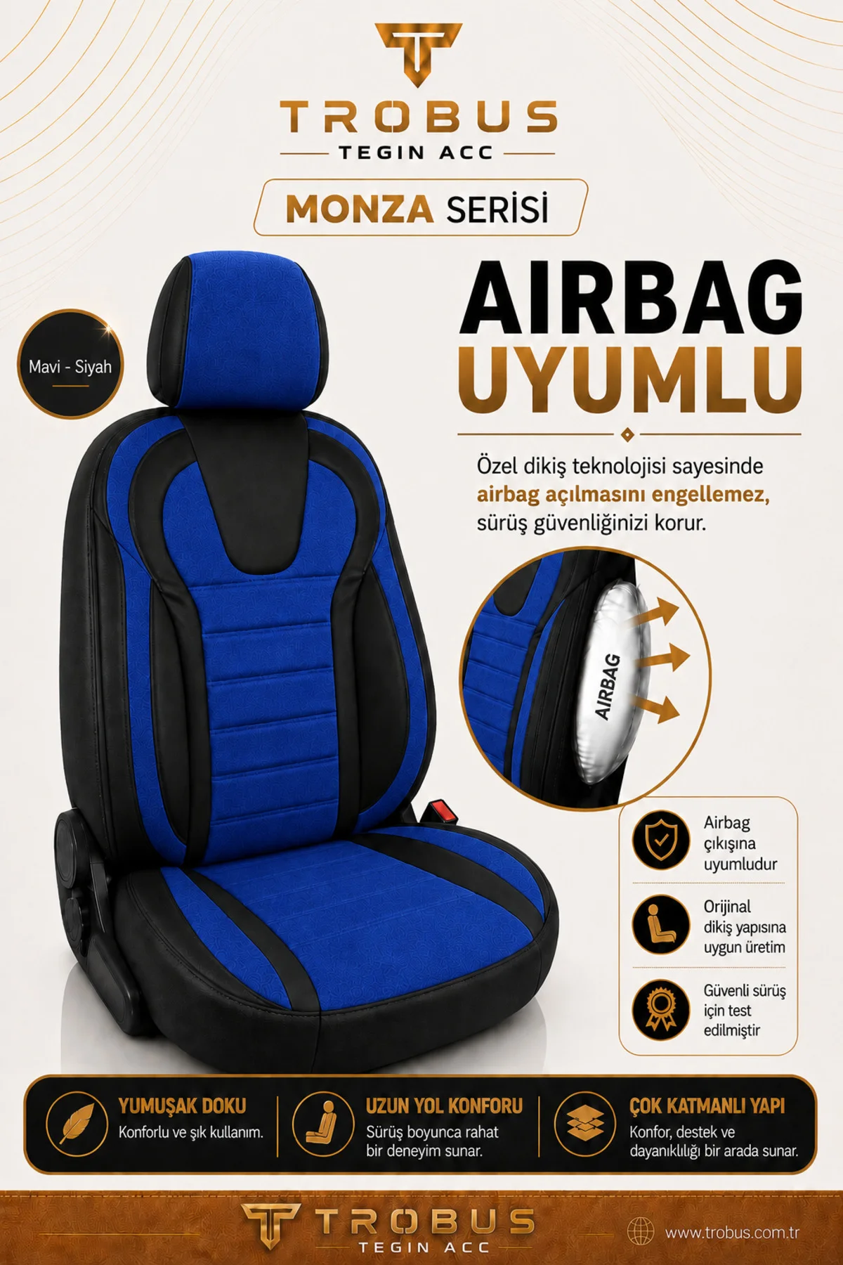 Mitsubishi Space Star 2013-2018 Uyumlu Monza Serisi Tay Tüyü Oto Koltuk Kılıfı Mavi Siyah Mitsubishi Space Star 2013-2018 Uyumlu Monza Serisi Tay Tüyü Oto Koltuk Kılıfı Mavi Siyah