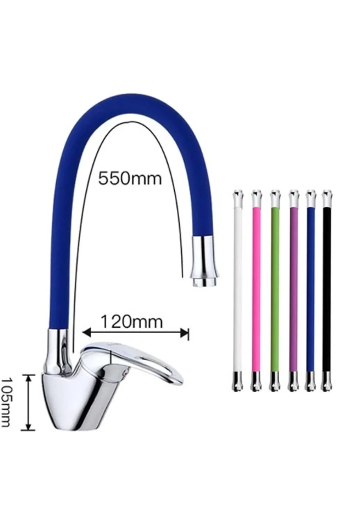 Mix Kuğu Mutfak Evye Bataryası Renkli Oynar Başlıklı Mavi