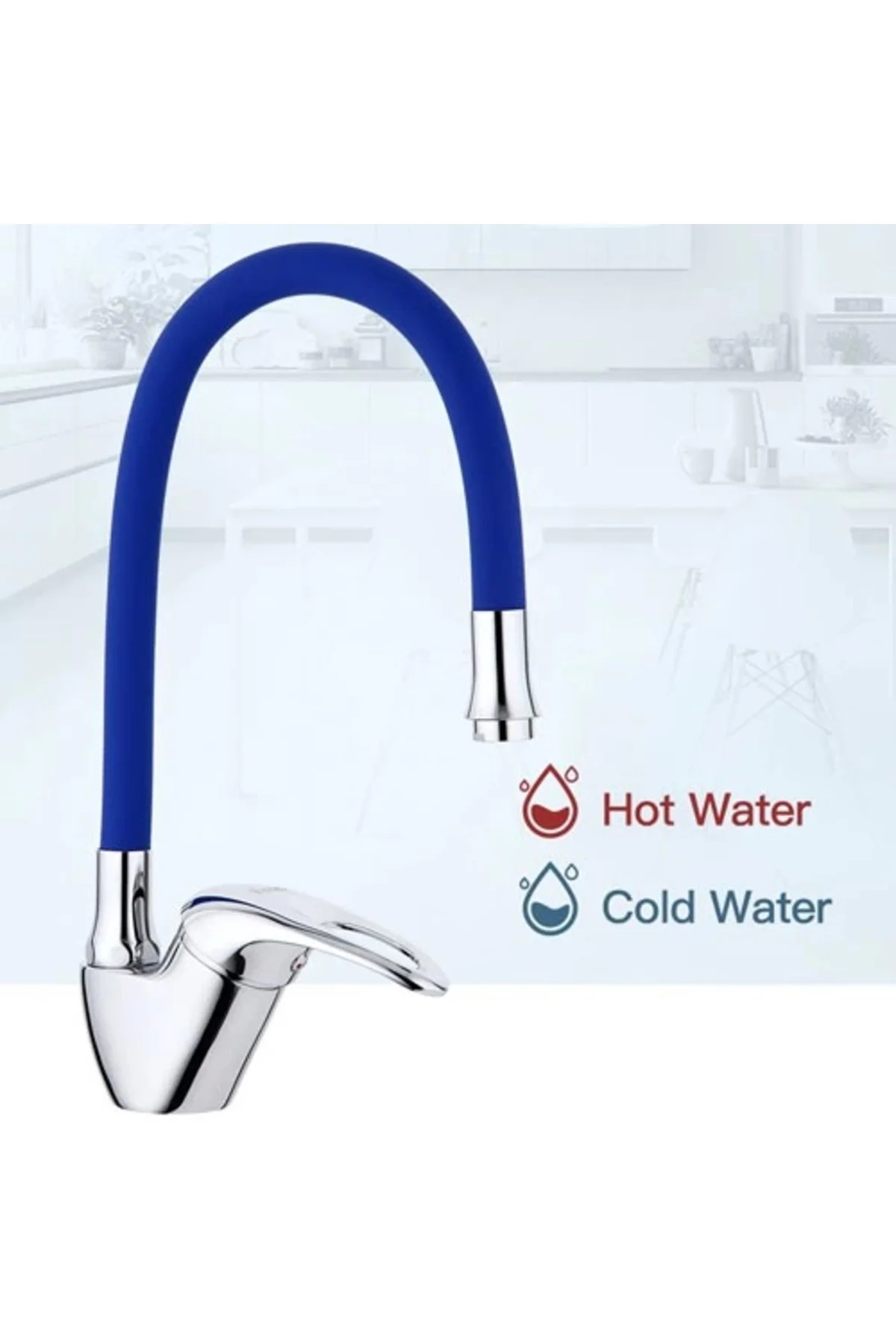 Mix Kuğu Mutfak Evye Bataryası Renkli Oynar Başlıklı Mavi