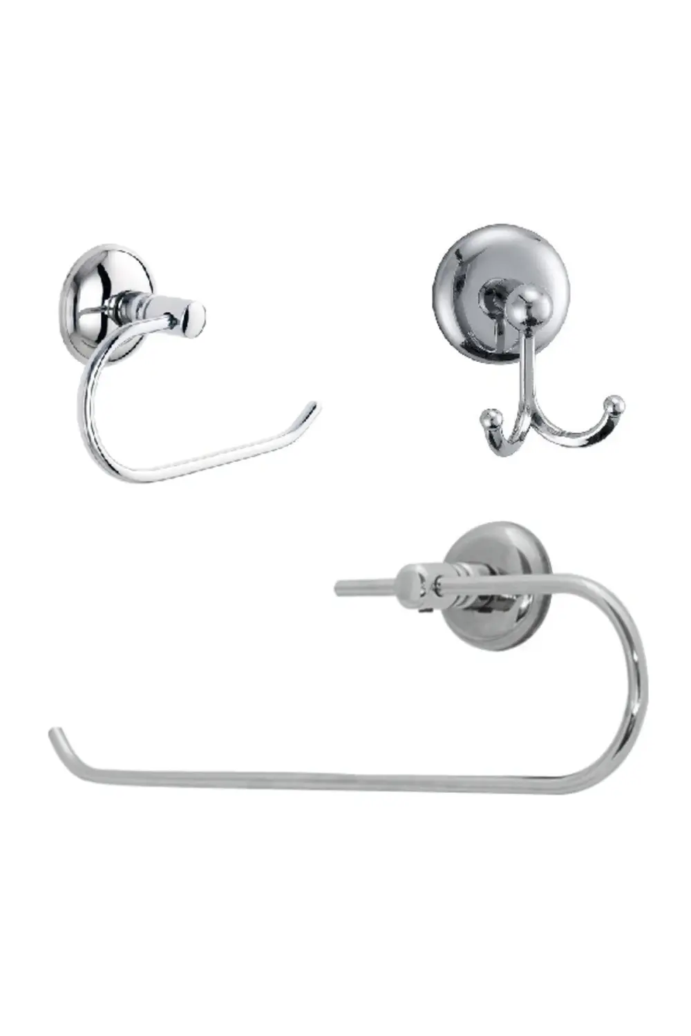 MK Yapışkanlı Krom Üçlü Banyo Aksesuar Seti (Havlu Kağıtlık - Ban