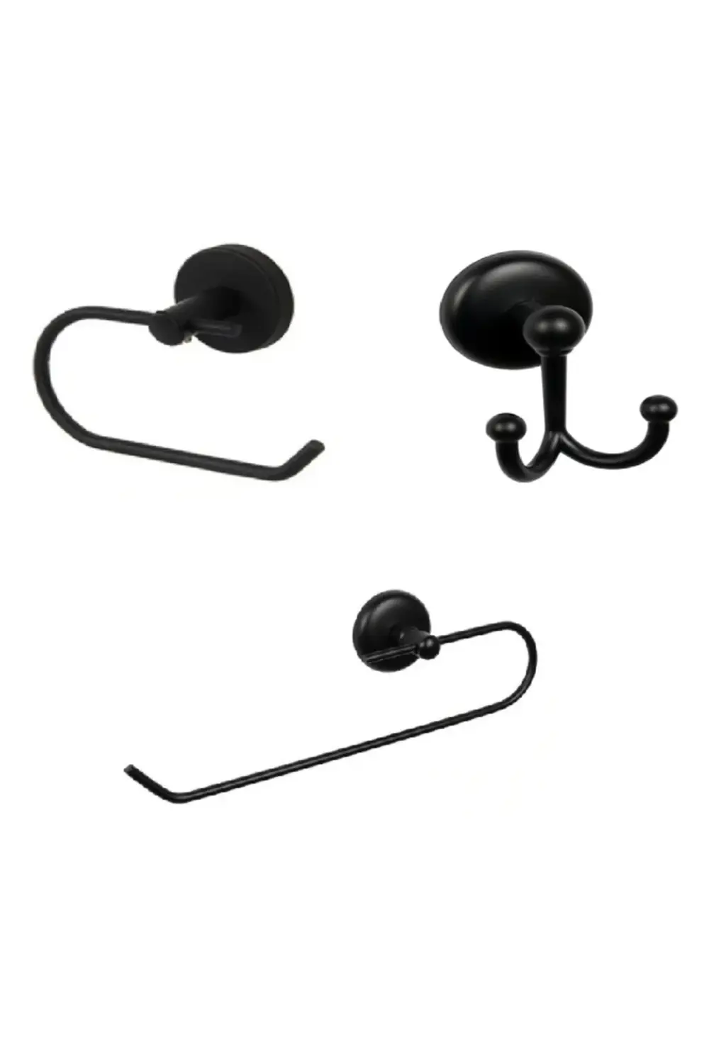 MK Yapışkanlı Siyah Üçlü Banyo Aksesuar Seti Havlu Kağıtlık - Ban