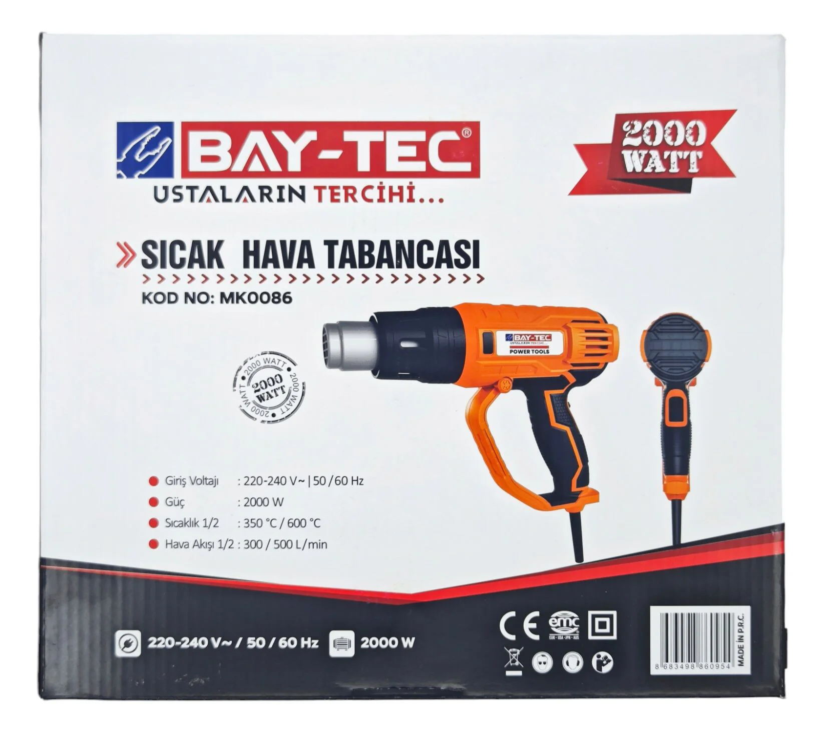 Mk0086   Bay-Tec Sıcak Hava Üfleme Tabancası 2000W Fiyatı, Yorumları ve Özellikleri