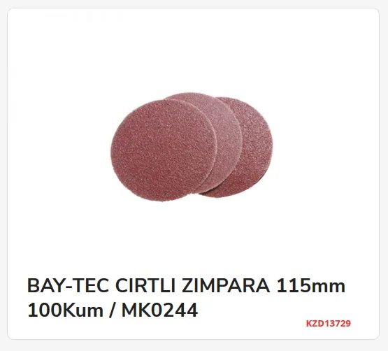 MK0244   Bay-Tec Cırtlı Zımpara 115mm 100Kum