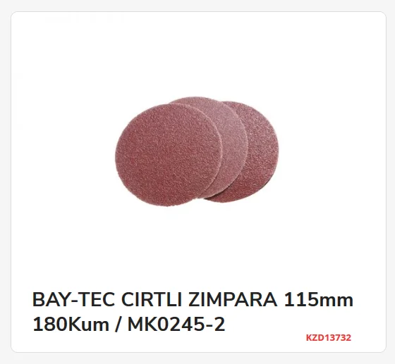 Mk0245-2   Bay-Tec Cırtlı Zımpara 115mm 180Kum