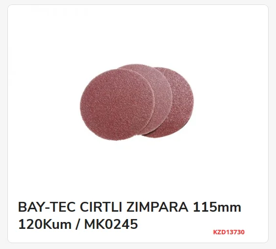 Mk0245   Bay-Tec Cırtlı Zımpara 115mm 120Kum