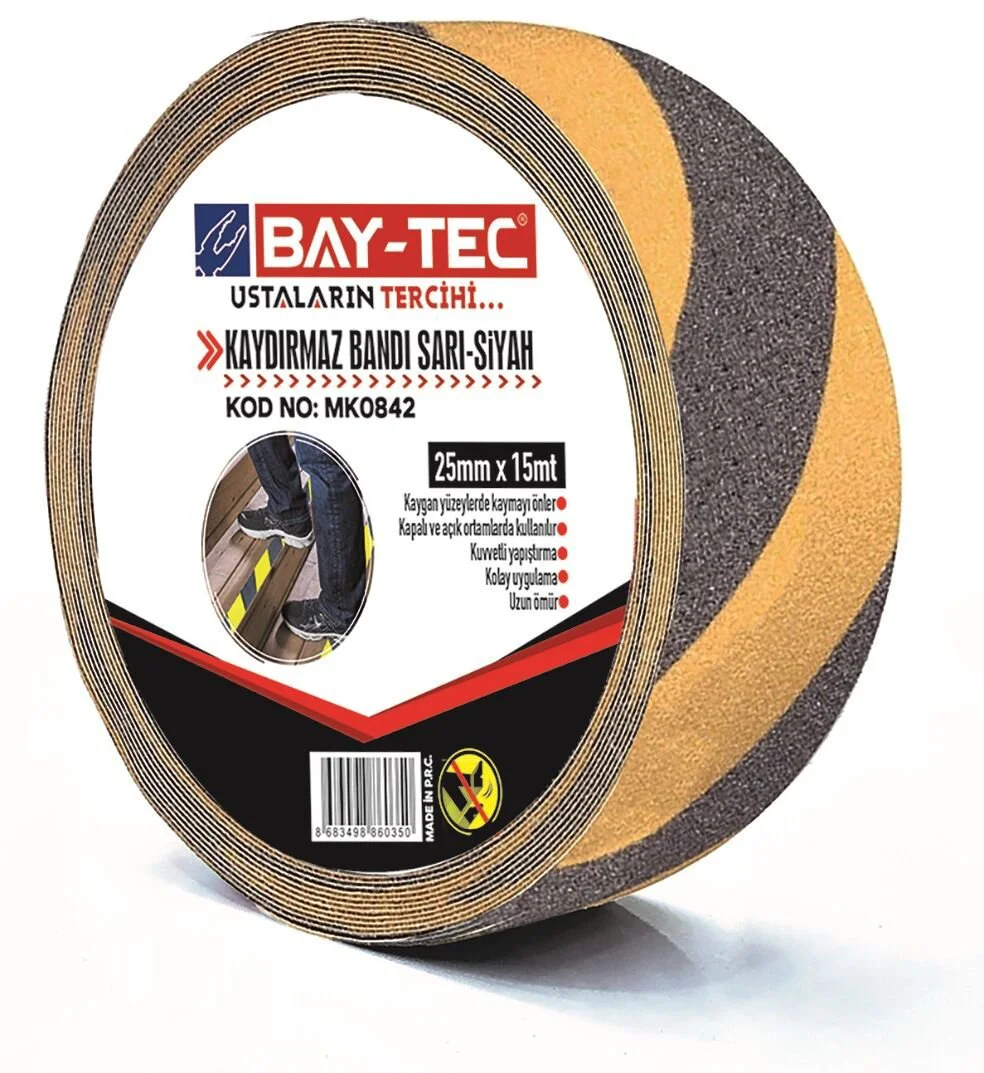 Mk0842   Bay-Tec Kaydırmaz Bant 25Mm*15M - Sarı/Siyah