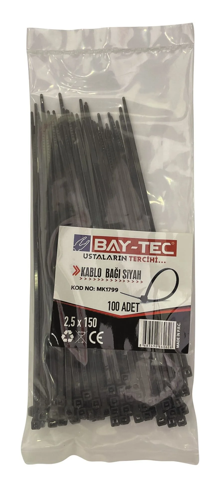 Mk1799   Bay-Tec Kablo Bağı - Plastik Kelepçe 2.5*150Mm - Siyah Fiyatı, Yorumları ve Özellikleri