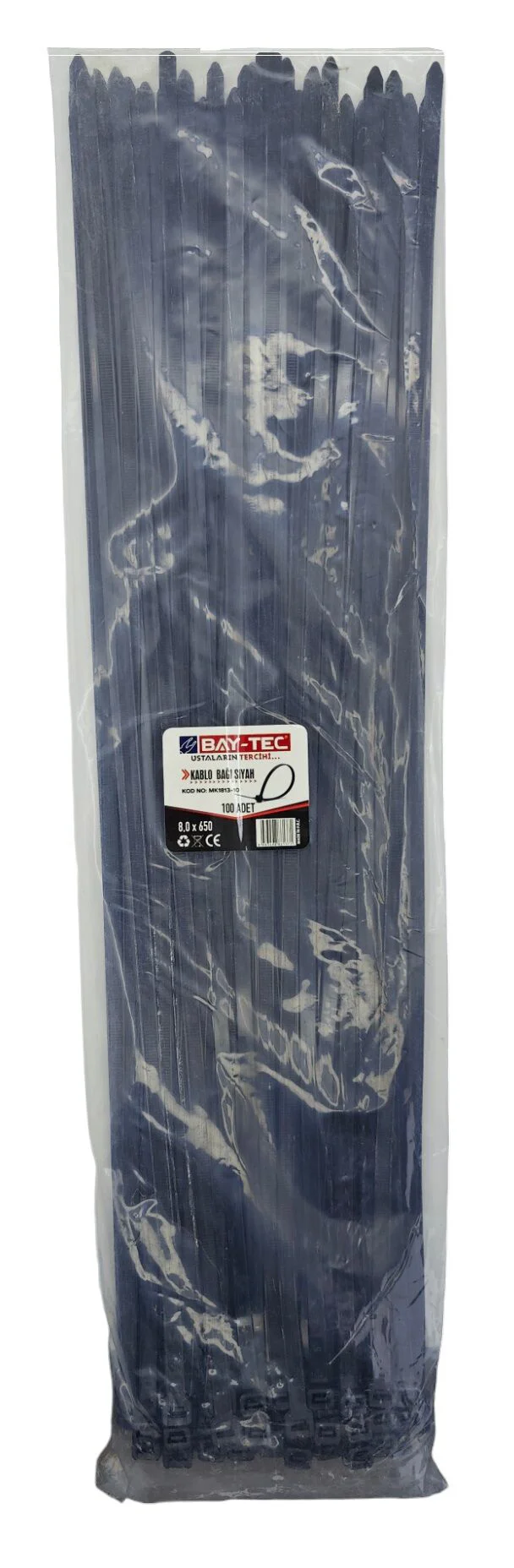 MK1813-10   Bay-Tec Kablo Bağı - Plastik Kelepçe 8*650mm - Siyah