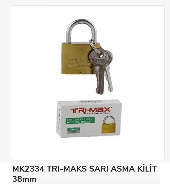MK2334   Bay-Tec Sarı Asma Kilit 38mm