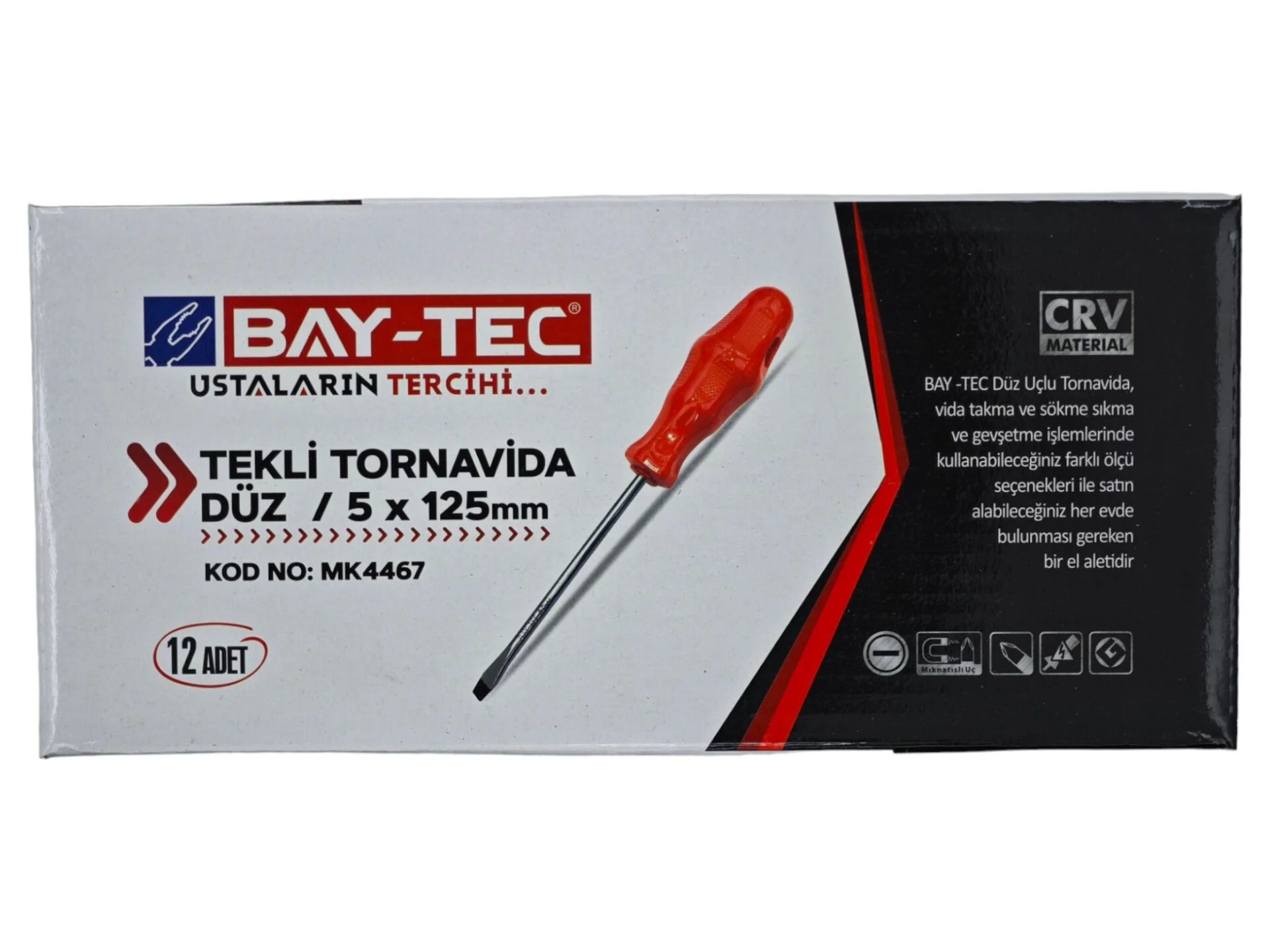 Mk4467   Bay-Tec Tekli Tornavida 5*125 (Düz) Fiyatı, Yorumları ve Özellikleri