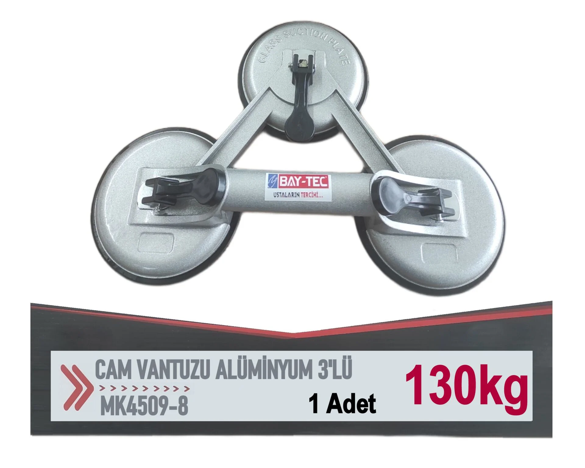 MK4509-8   Bay-Tec Cam Vantuzu 3lü - Alüminyum