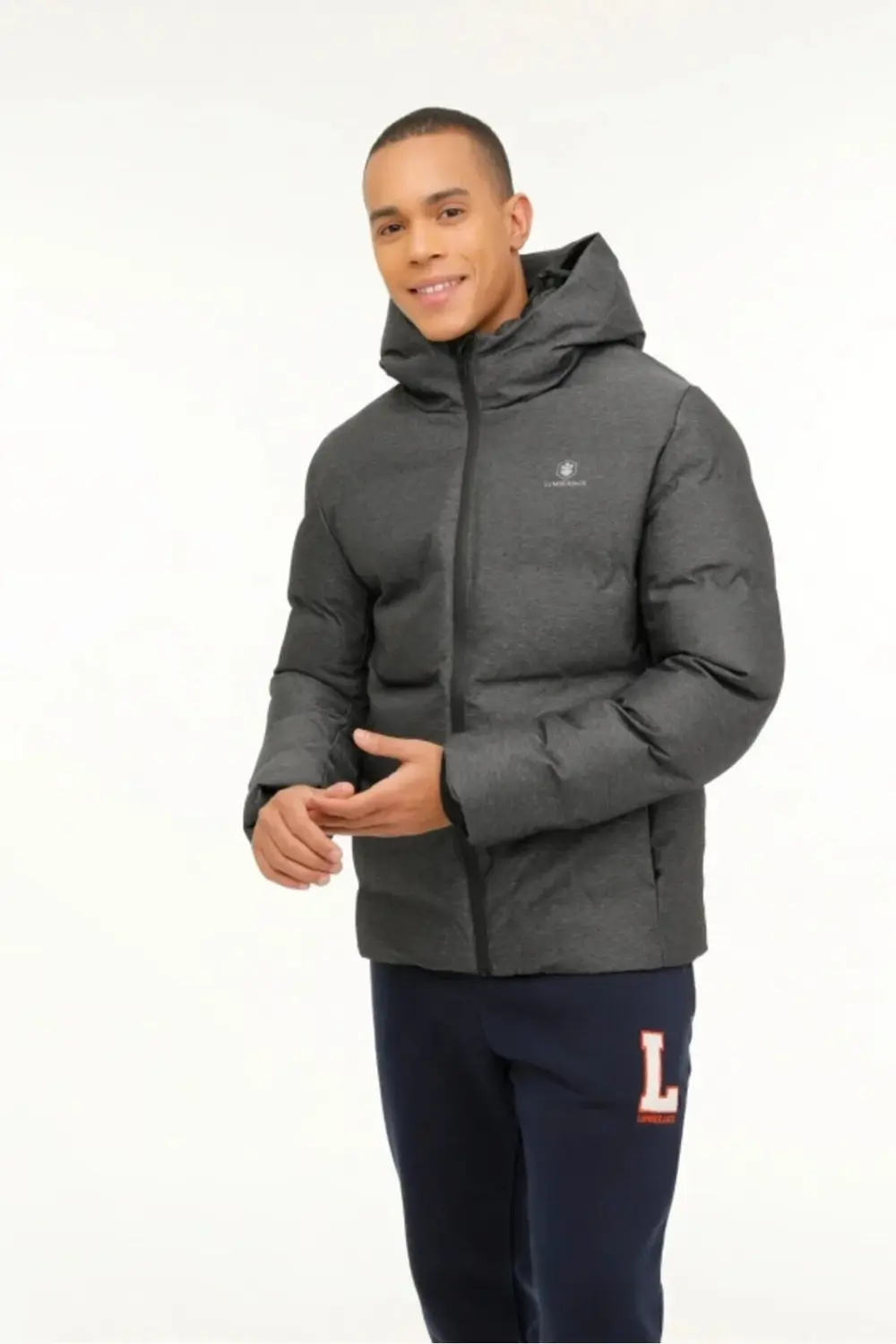 ML NOLANK COAT SN23 3PR Antrasit Melanj  Erkek Kısa Kaban 1018134