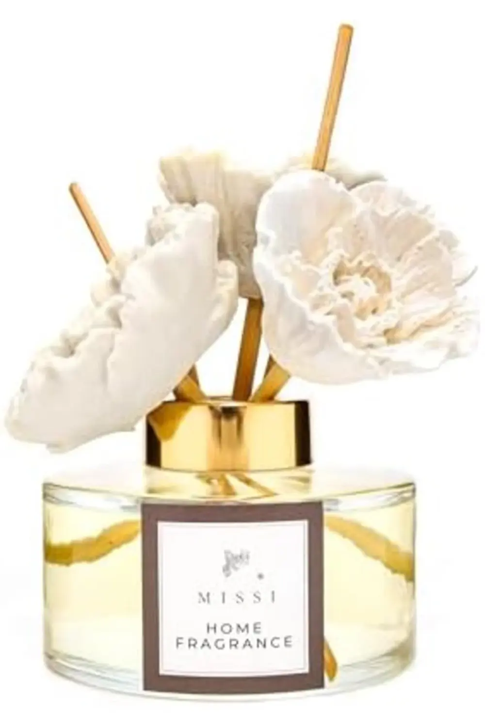 ml Seramik Çiçek Taşlı Bambu Çubuklu Vanilya Sandal Oda Kokusu 11