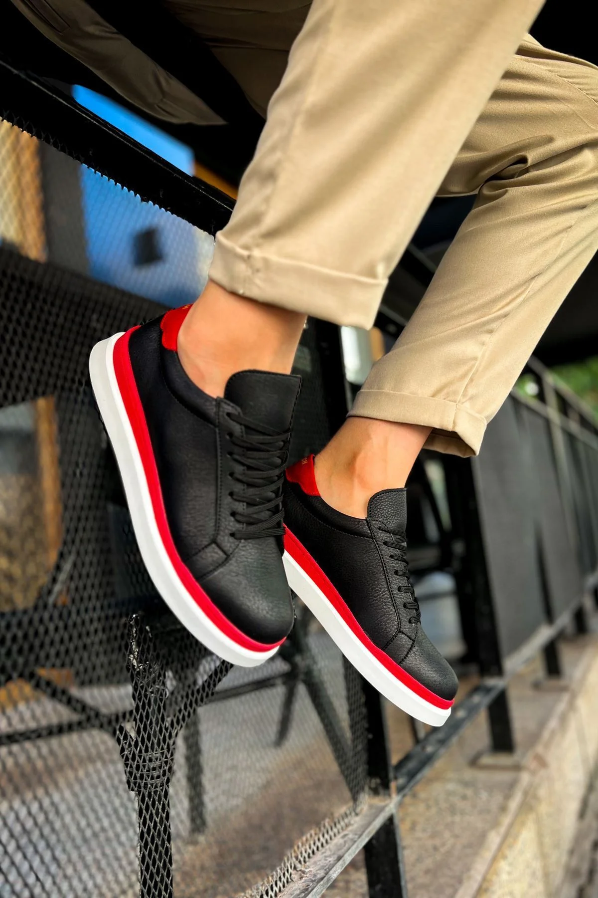 MN979 - Santoni GBT Spor Erkek Ayakkabı SIYAH/KIRMIZI MN979 - Santoni GBT Spor Erkek Ayakkabı SIYAH/KIRMIZI