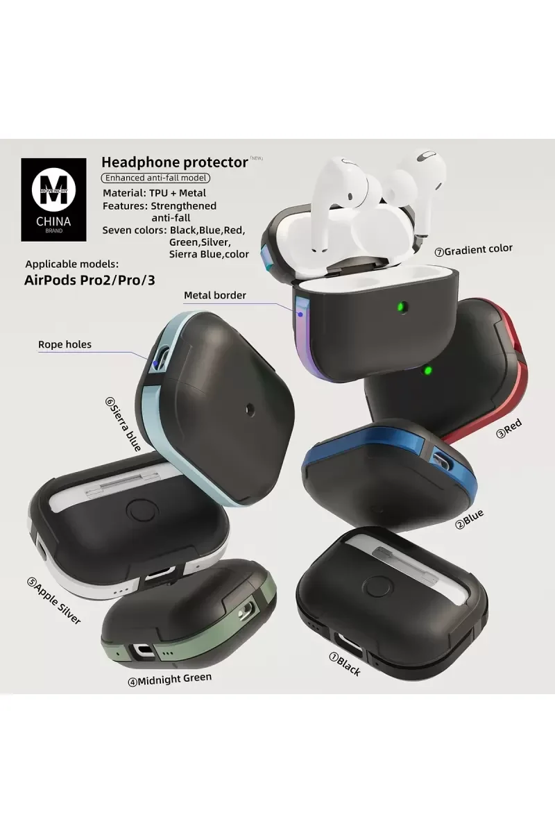 MO-A8 Armor Kılıf AirPods Pro 2 ile Uyumlu - Kırmızı Sportif Şarj Kutusu Kılıfı