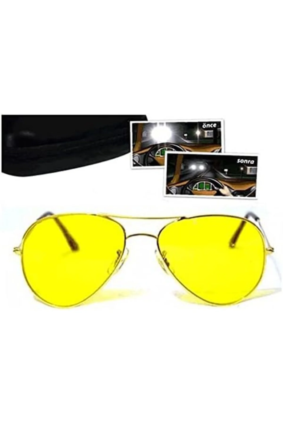 Mobgift Anti Far Damla Unisex Gece Görüş Gözlüğü - Sarı