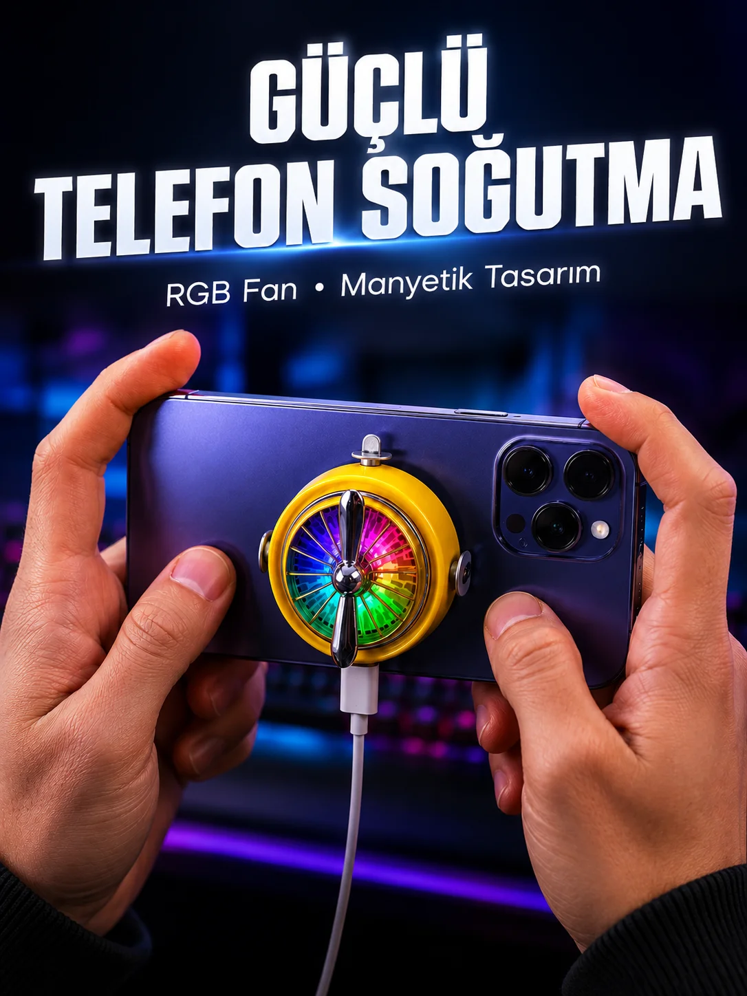 Mobil Oyuncular İçin RGB Işıklı Telefon Soğutucu Mobil Oyuncular İçin RGB Işıklı Telefon Soğutucu