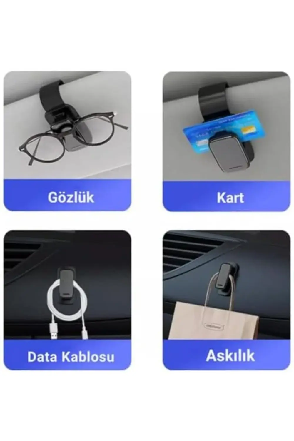 mobile Premium 3M Mandallı Araç İçi Gözlük Tutucu, Torpido Üstü v