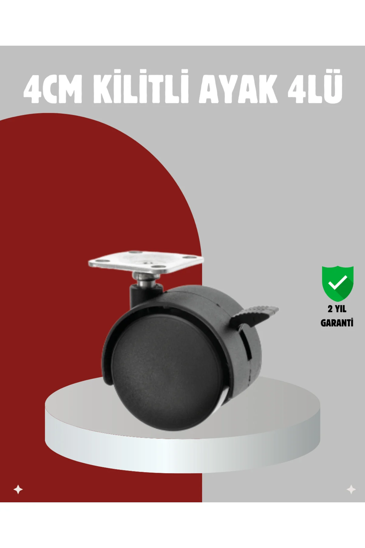 Mobilya İçin Kilitli 4 cm Tekerlek Ayak Seti