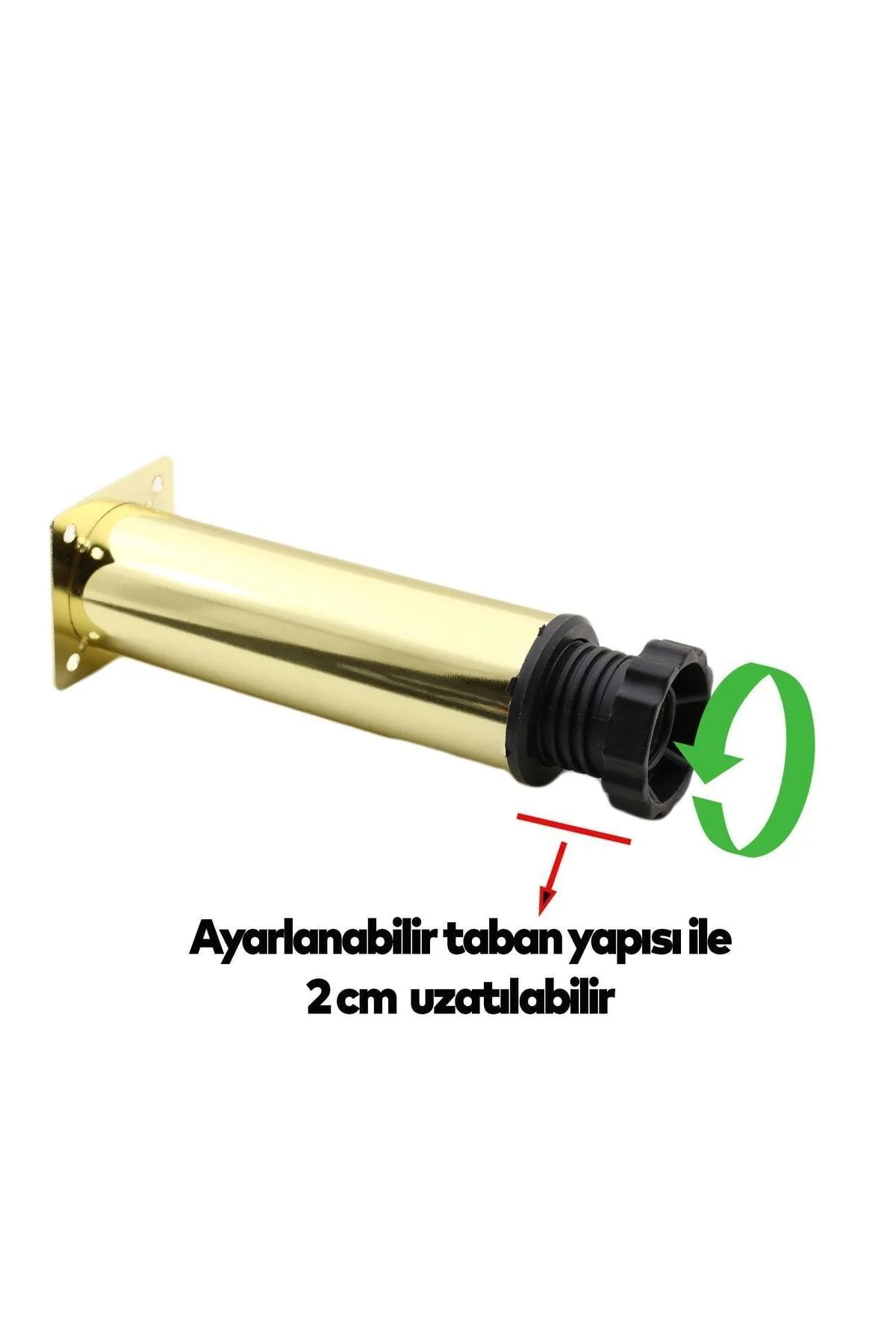 Mobilya Kanepe Sehpa Tv Ünitesi Koltuk Ayağı Ayarlanabilir 12 Cm Gold Altın Metal Baza Ayak 1 ADET FİYATIDIR
