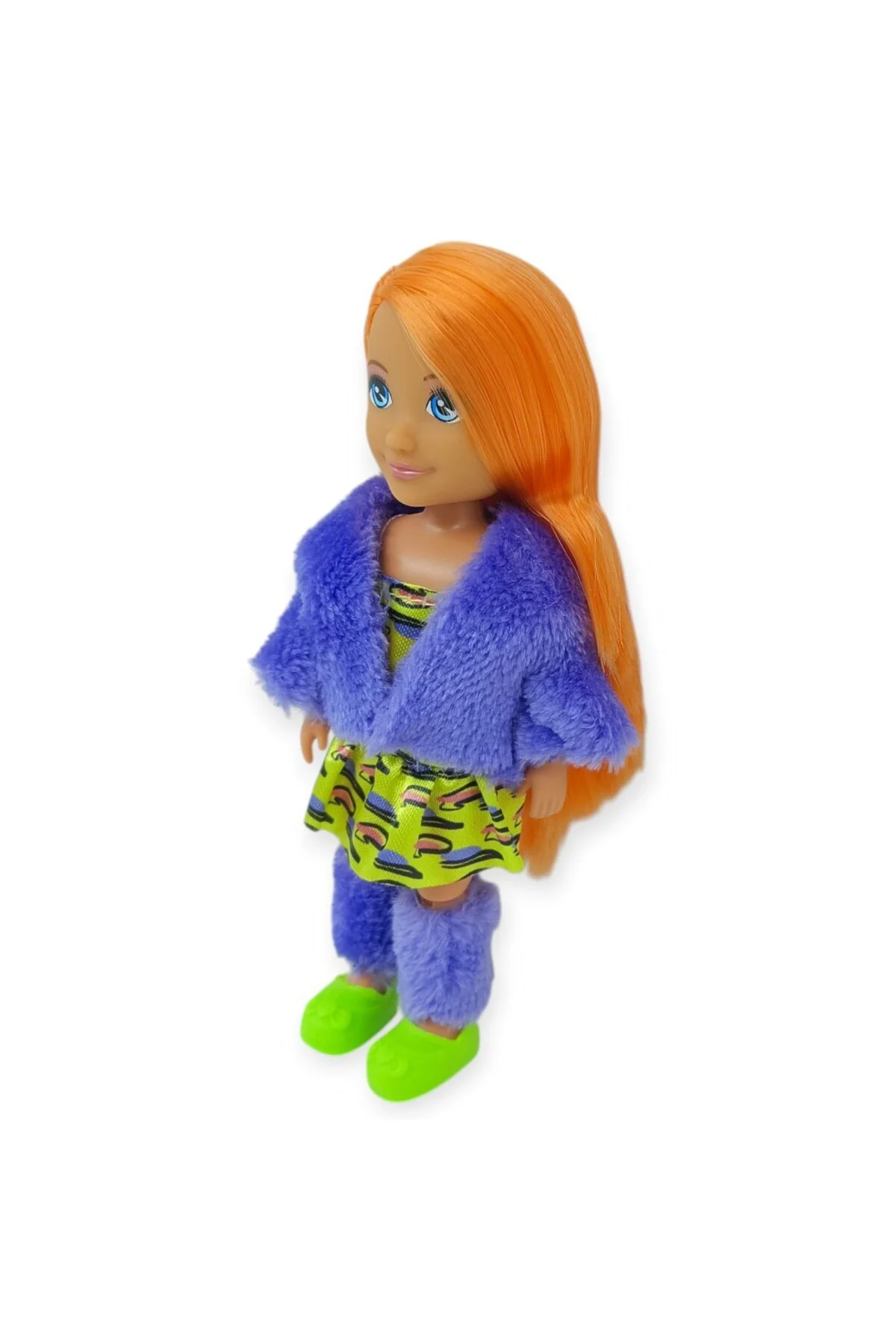 Moda İkonu Bebek Figür 13 cm - Turuncu Saçlı Neon Şıklık (Lisinya