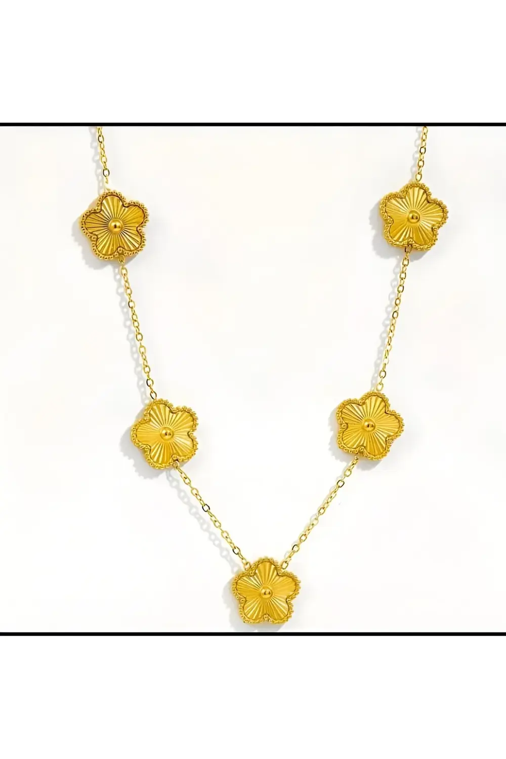 Moda Minimalist 316 L Paslanmaz Çelik Titanyum Beş Yapraklı Çiçek