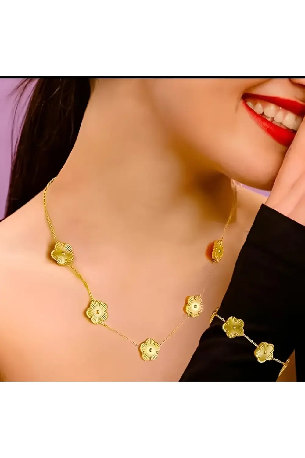 Moda Minimalist 316 L Paslanmaz Çelik Titanyum Beş Yapraklı Çiçek