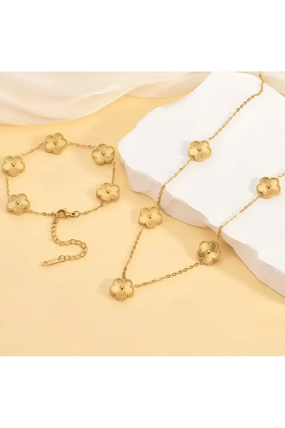 Moda Minimalist 316 L Paslanmaz Çelik Titanyum Beş Yapraklı Çiçek