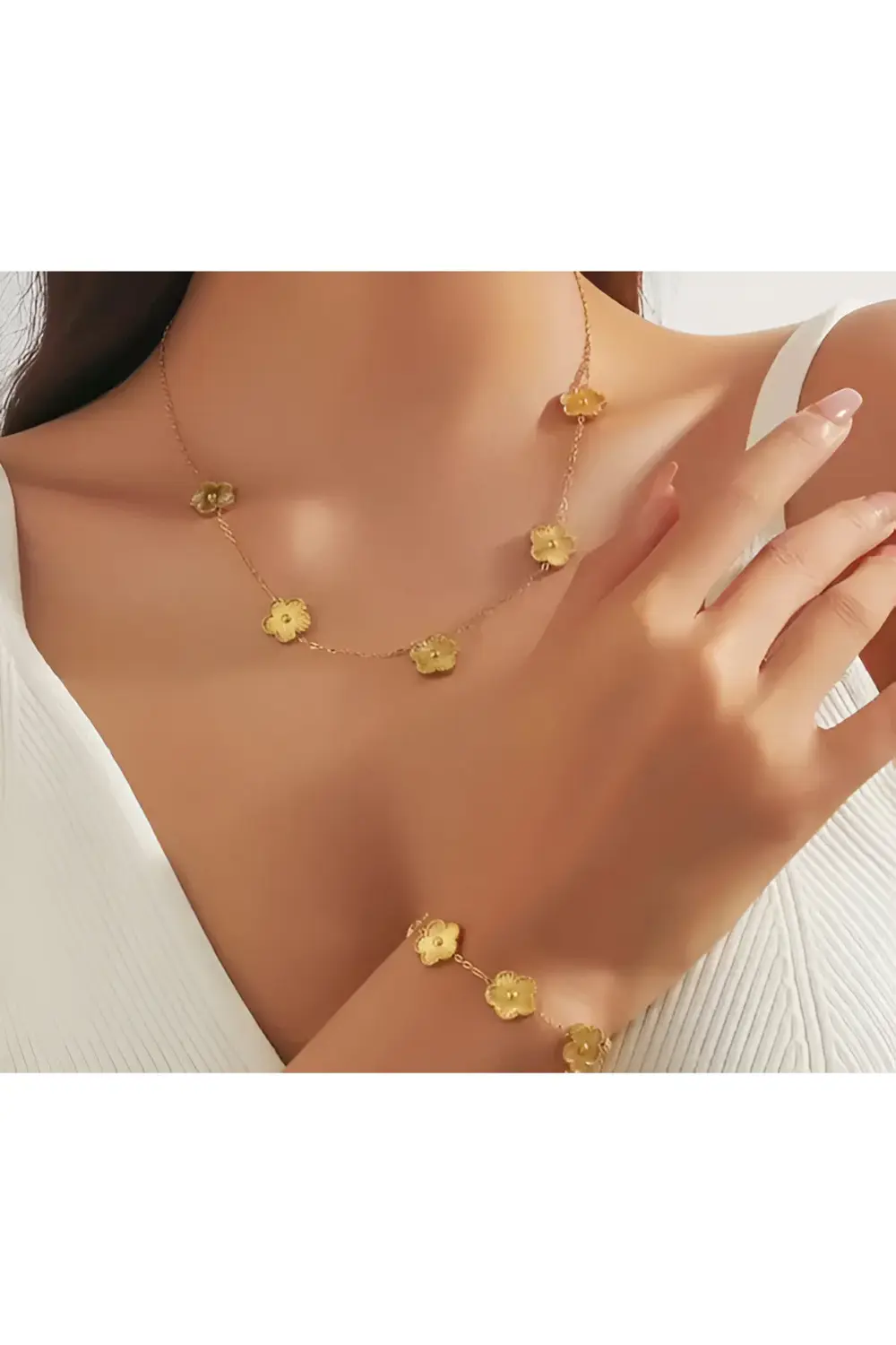 Moda Minimalist 316 L Paslanmaz Çelik Titanyum Beş Yapraklı Çiçek