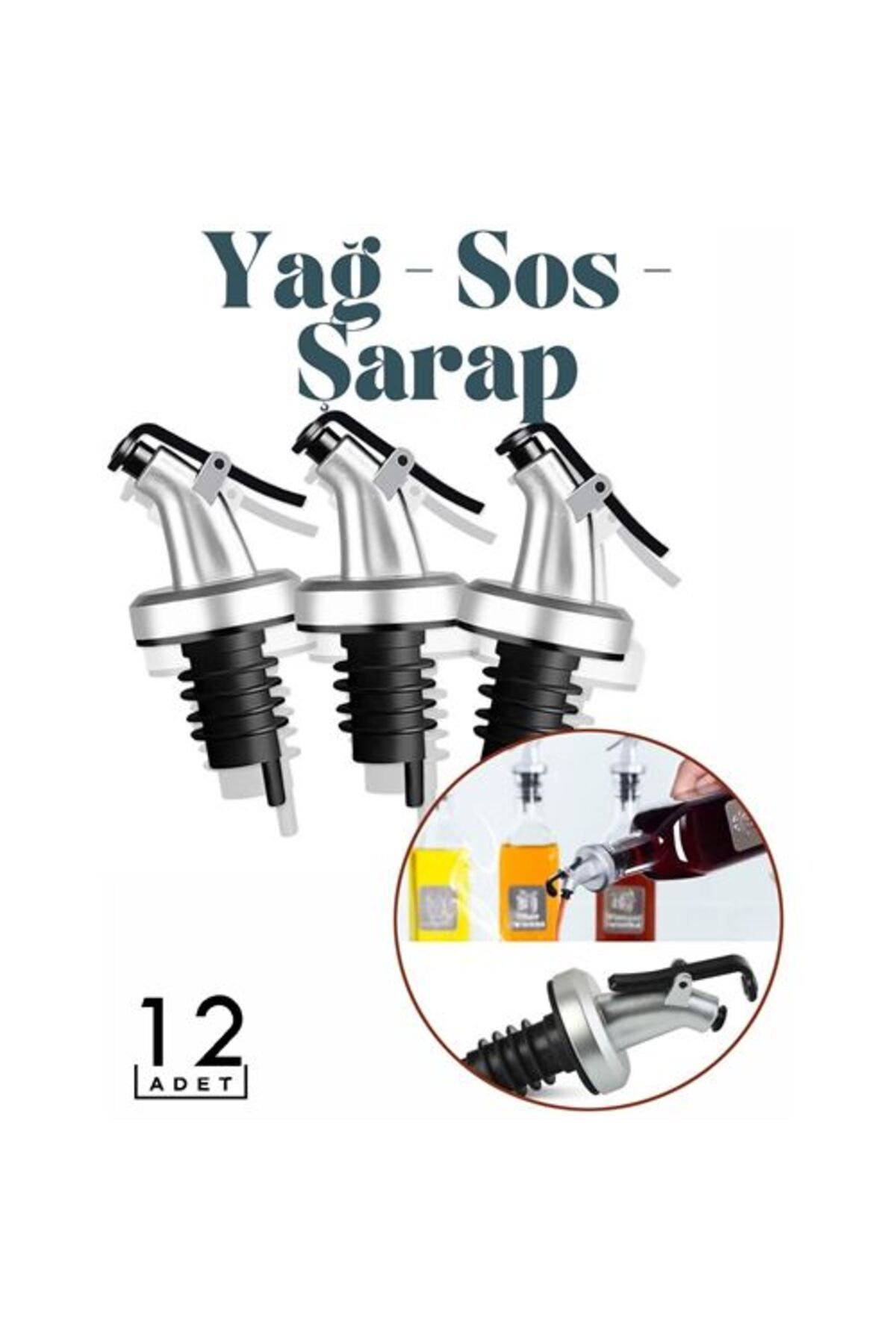 ModaCar 12 ADET Şişe Tıpa Dağıtıcı Akış Seti  BiancoLilla Design 718418 Toptan Paket