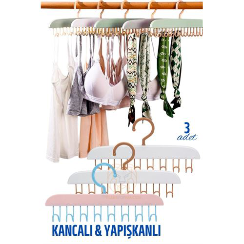 ModaCar 3 LÜ Sütyen Askısı Dolap İçi Şal Kravat Kemer Çanta Askıs
