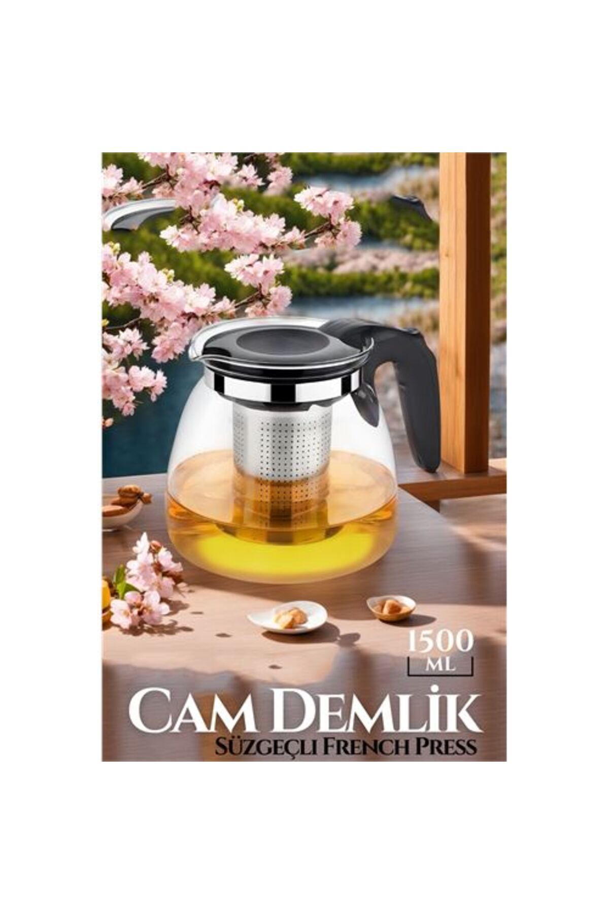 Skygo Modacar 4 Adet 1500 Ml Süzgeçli French Press Cam Demlik 719021 Toptan Paket