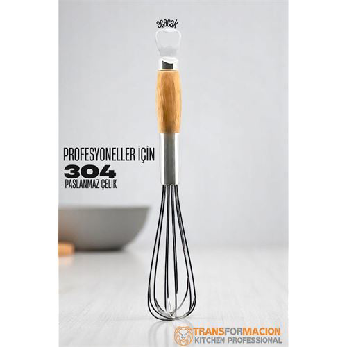 Modacar Ahşap Saplı Açacaklı Çırpıcı 304 Paslanmaz Çelik Yumurta Modacar Ahşap Saplı Açacaklı Çırpıcı 304 Paslanmaz Çelik Yumurta