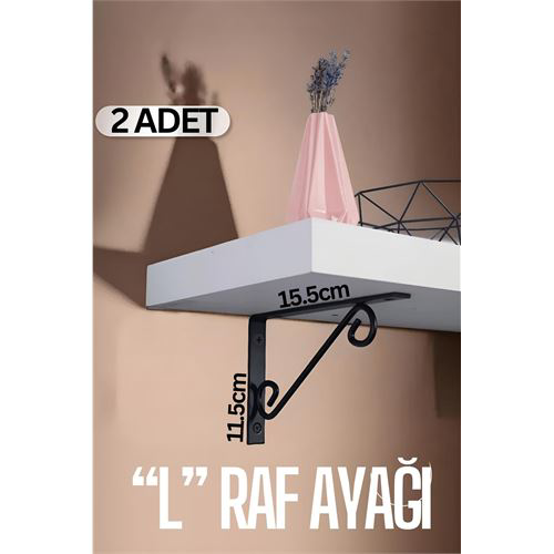 ModaCar Ferforje  L Raf Altı Raf Ayağı 15.5X11.5 cm 2 Adet ModaCar Ferforje  L Raf Altı Raf Ayağı 15.5X11.5 cm 2 Adet