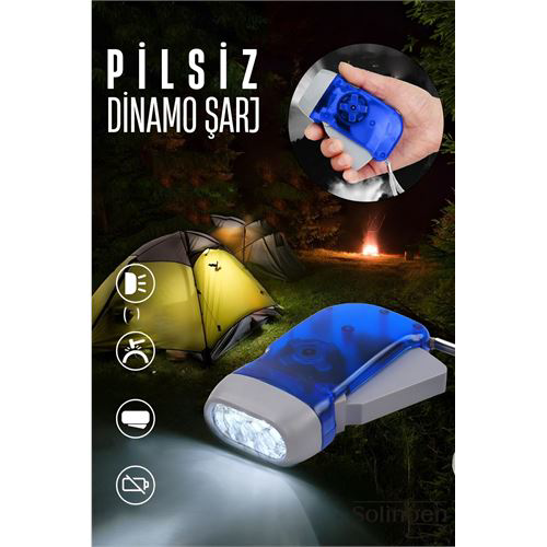 ModaCar Kendinden Dinamo Şarjlı Pilsiz Acil Durum El Feneri Manue