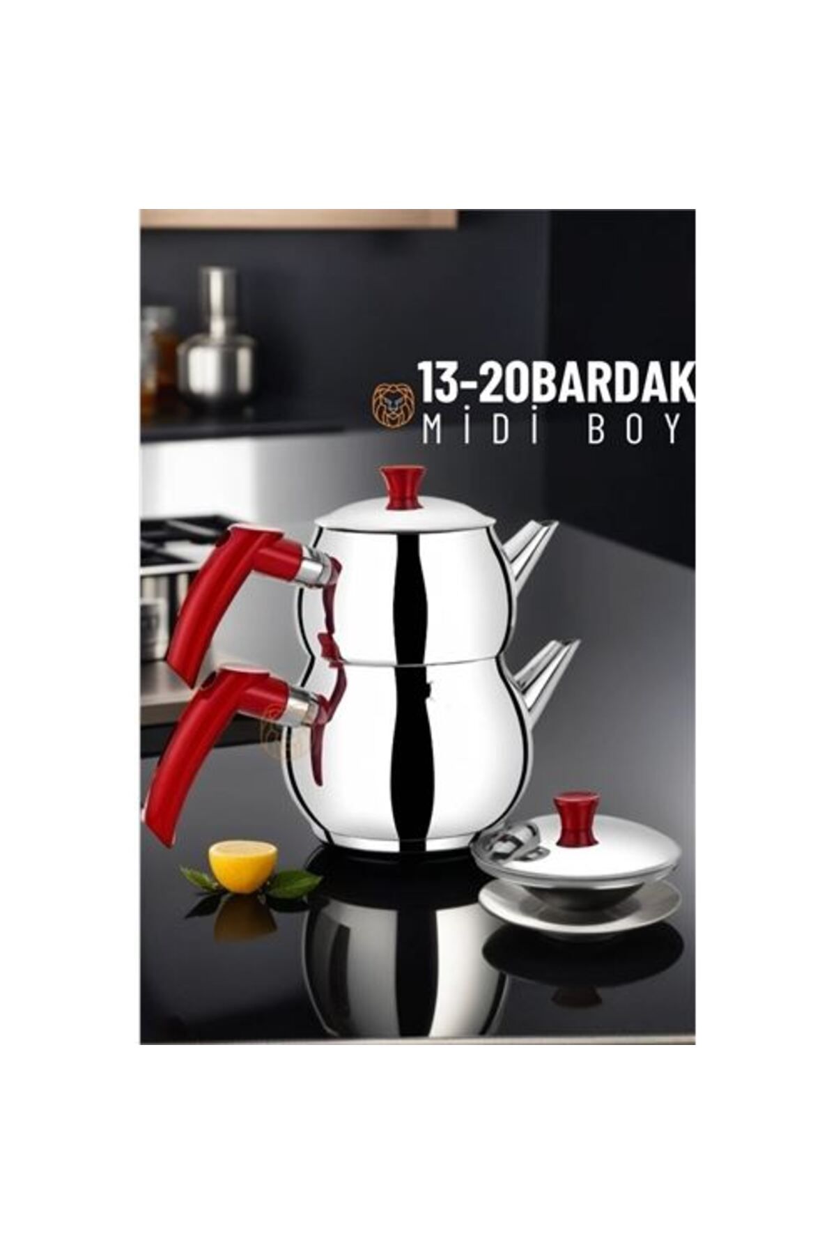 ModaCar Küre Çaydanlık Seti 13-20 Bardak Paslanmaz Çelik