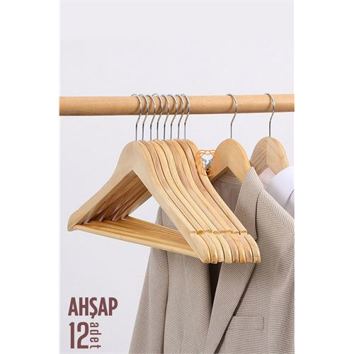 ModaCar Natural Ahşap Elbise Askısı 12 ADET Montague Design ModaCar Natural Ahşap Elbise Askısı 12 ADET Montague Design