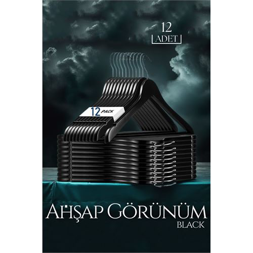 ModaCar Siyah Ahşap Görünüm 12 li Askı Seti Schönbuch Design ModaCar Siyah Ahşap Görünüm 12 li Askı Seti Schönbuch Design